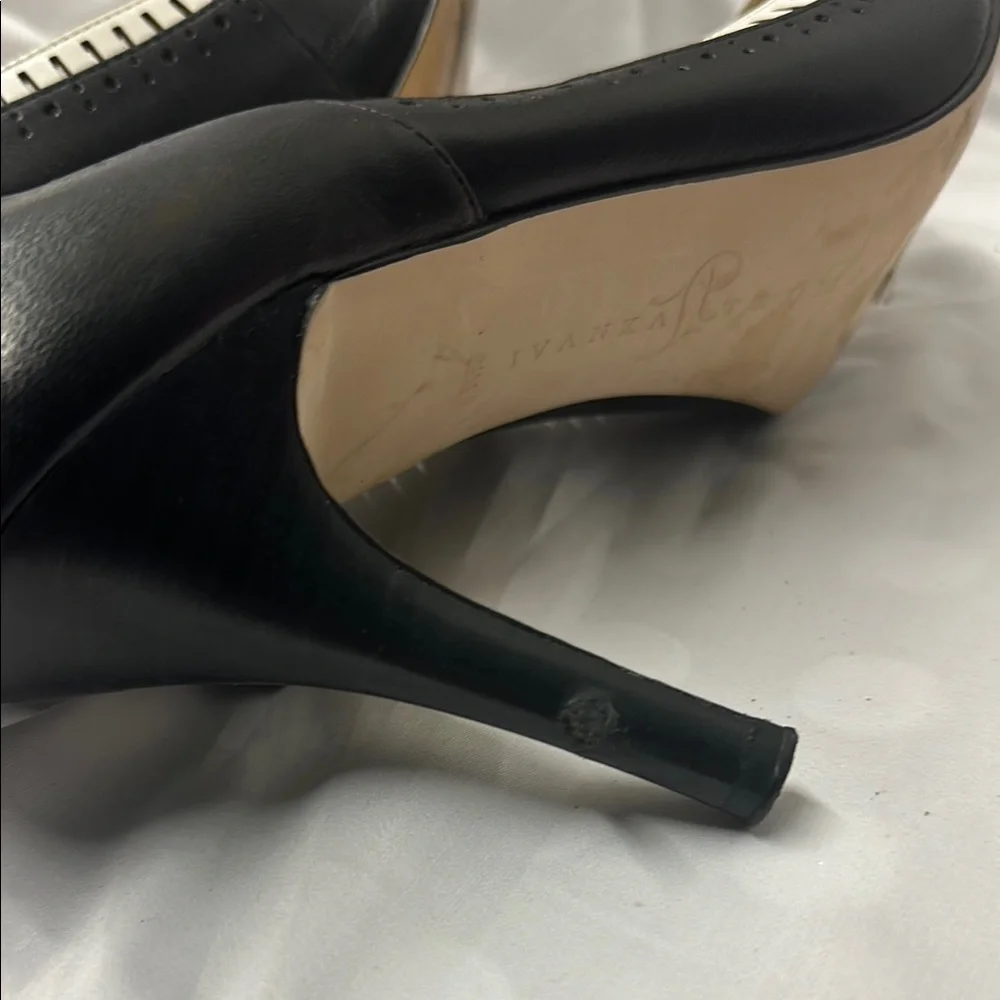 Ivanka Trump Black and White Peep-Toe Heels
